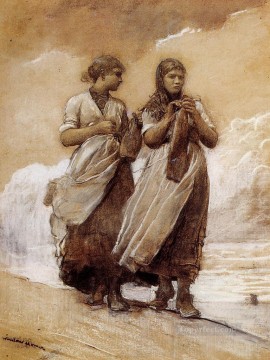 Fishergirls on Shore Tynemouth pintor realista Winslow Homer Pinturas al óleo